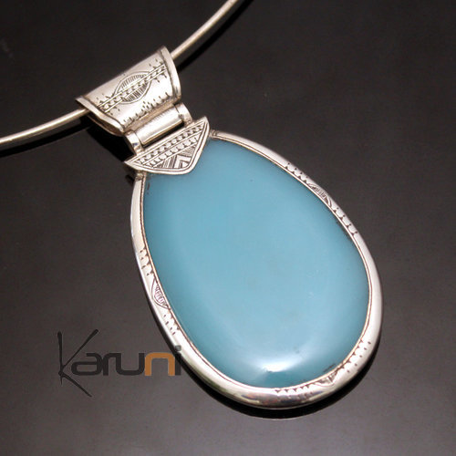 Collier Pendentif Argent Agate Grande Goutte 01