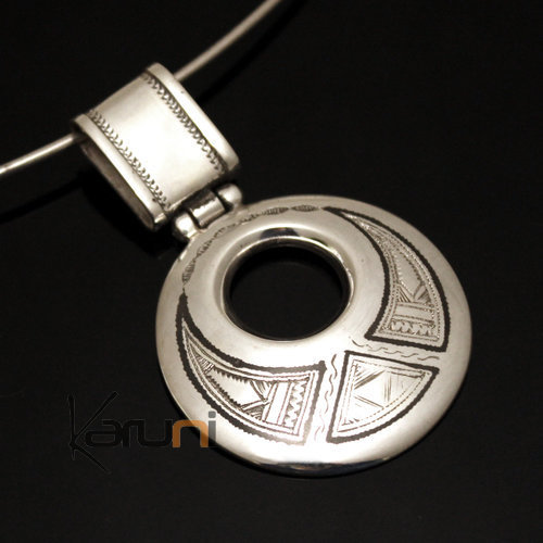 Collier Pendentif en Argent 17 Rond Gravé