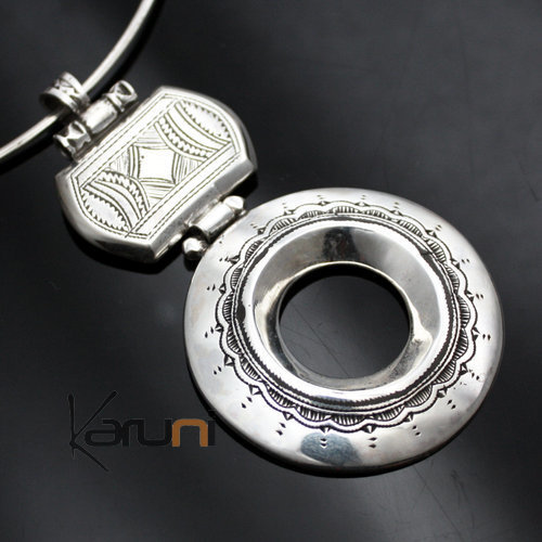 Collier Pendentif en Argent 24 Grand Rond Grav Pendant