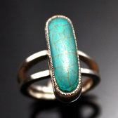 Bijoux Touareg Ethniques Bague en Argent et Turquoise 06 Longue