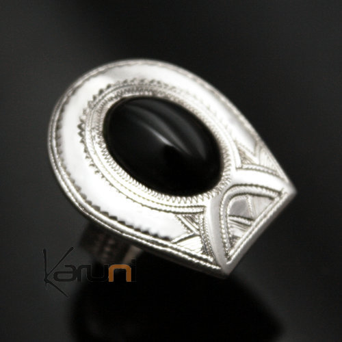 Bague en Argent et Onyx Noir 31 Fer à Cheval