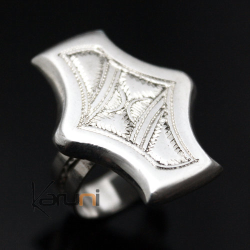 Bijoux Touareg Ethniques Bague en Argent Croix 01 - KARUNI