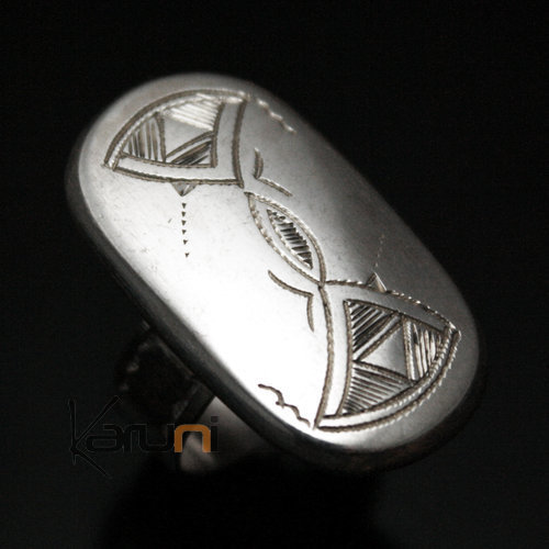 Bijoux Touareg Ethniques Bague en Argent Ovale - KARUNI