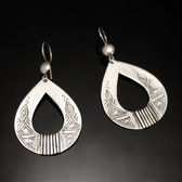 Bijoux Touareg Ethniques Boucles d'oreilles en Argent 65 Gouttes Graves Creuses Ebne