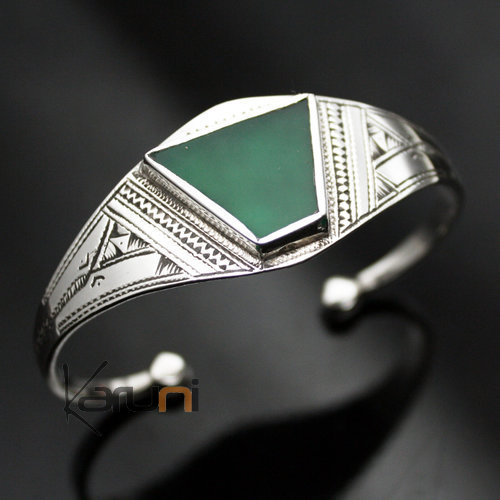 Bracelet en Argent et Agate verte IZZA 05 - KARUNI