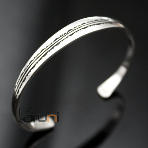 Bijoux Touareg Ethniques Bracelet en argent large Grav Homme/Femme 08