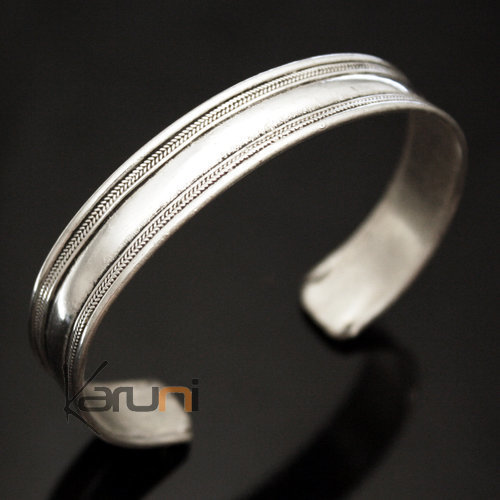 Bijoux Ethniques Indiens Bracelet Jonc en Argent Mix Homme/Femme Nepal 05 Plat Filigranes