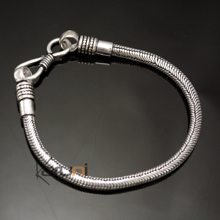Bijoux Ethniques Indiens Bracelet Chaîne en Plaqué Argent Serpent Snake