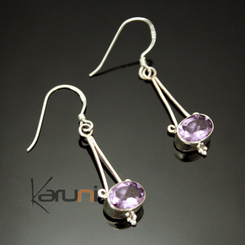 Boucles d'oreilles en Argent 925 39 Améthyste  Newar