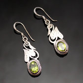 Bijoux Ethniques Indiens Boucles d'oreilles en Argent 925 40 Peridot Vert Npal Newar