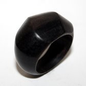 Bijoux Touareg Ethniques Bague Anneau en Bois Ebne Etoile - KARUNI