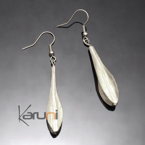 Boucles d'Oreilles Peul Fulani Mali 29PA Bain Argent Goutte