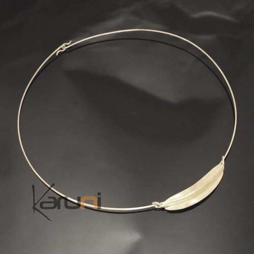 Collier Tour de cou bain Argent Peul Fulani Petite ou moyenne Feuille Simple KARUNI Collier Tour de cou bain Argent Peul Fulani Petite ou moyenne Feuille Simple KARUNI