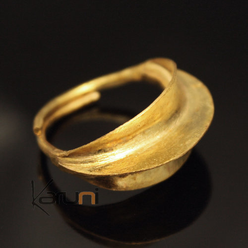 Bijoux Ethniques Bague Rglable Bronze Dor Peul Fulani 19 Feuille b