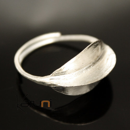 Bijoux Ethniques Bague Rglable Plaqu Argent Peul Fulani 19 Feuille b