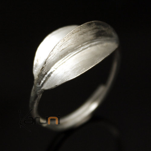 Bague Réglable Bain Argent Peul Fulani 19 Feuille