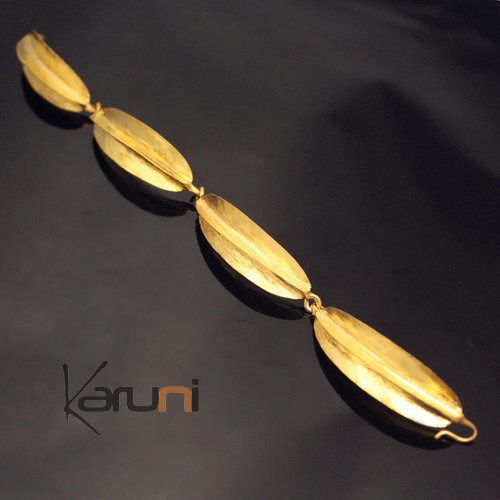 Bijoux Ethniques Africains Bracelet Peul Fulani Mali 06 Bronze Dor 4 feuilles b