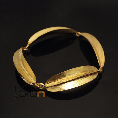Bijoux Ethniques Africains Bracelet Peul Fulani Mali 06 Bronze Dor 4 feuilles