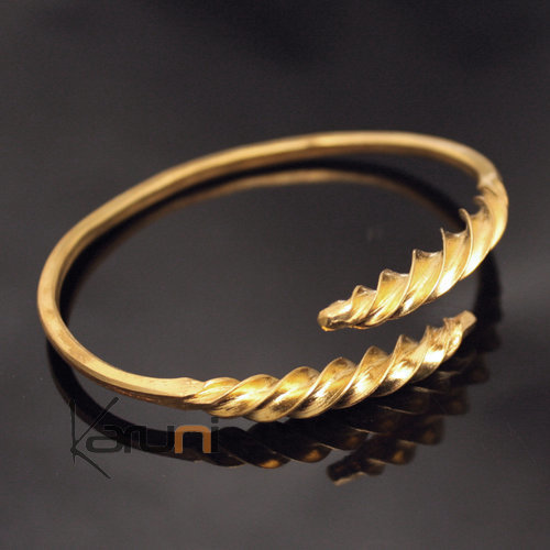 Bijoux Ethniques Africains Bracelet Peul Fulani Mali 09 Bronze Dor Fantaisie Crois Feuille Twist