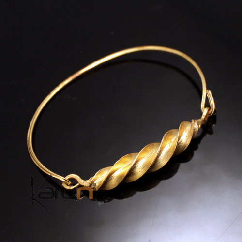 Bracelet Peul Fulani Mali 03 Bronze Doré feuille twist fine attache