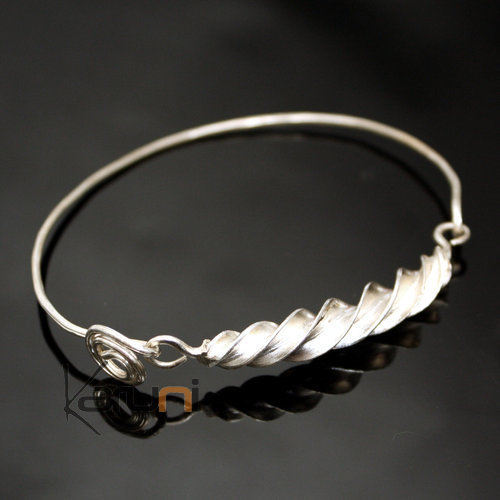 Bracelet Peul Fulani Mali 03P Plaqué Argent feuille twist fine attache