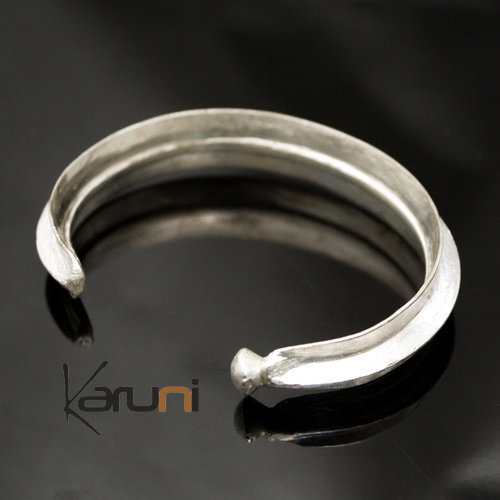 Bracelet Peul Fulani Mali 10PS Plaqué Argent Feuille Fine Boule
