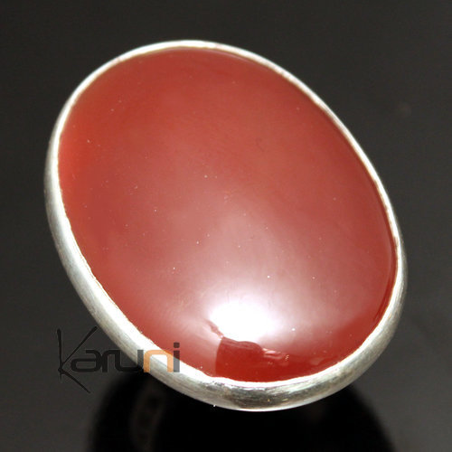 Bijoux Touareg Ethniques Bague en Argent et Agate Rouge 01 Trs Grand Ovale