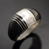 Bijoux Touareg Ethniques Bague Argent et Ebne - KARUNI