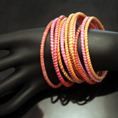 Bijoux Ethniques Africains Bracelets JOKKO en Plastique Recycl Homme Femme Enfant 11 Orange/Jaune/Rose (x12) d