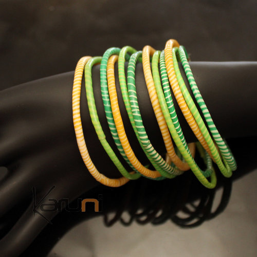 Bracelets JOKKO en Plastique Recyclé Homme Femme Enfant 17 Vert/Jaune (x12)