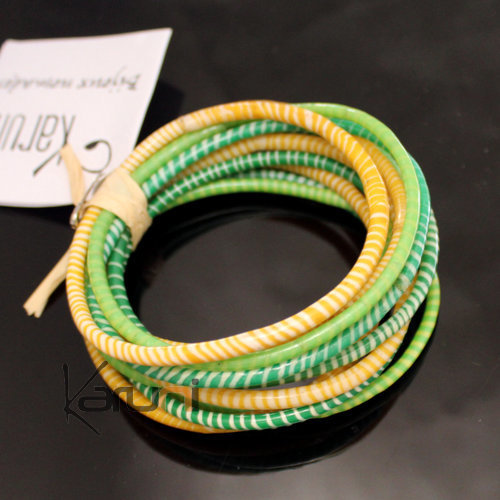 Bracelets JOKKO en Plastique Recyclé Homme Femme Enfant 17 Vert/Jaune (x12)