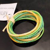 BBijoux Ethniques Africains Bracelets JOKKO en Plastique Recycl Homme Femme Enfant 17 Vert/Jaune (x12)