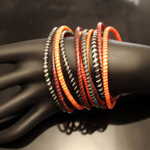 Bijoux Ethniques Africains Bracelets JOKKO en Plastique Recyclé Homme Femme Enfant 14 Rouge/Orange/Noir (x12) b