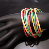 Bijoux Ethniques Africains Bracelets JOKKO en Plastique Recycl Homme Femme Enfant 16 Vert/Jaune/Rouge (x12) b
