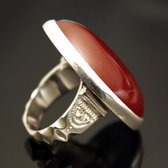 Bijoux Touareg Ethniques Bague en Argent et Agate Rouge 35 Grand Ovale b