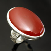 Bijoux Touareg Ethniques Bague en Argent et Agate Rouge 35 Grand Ovale