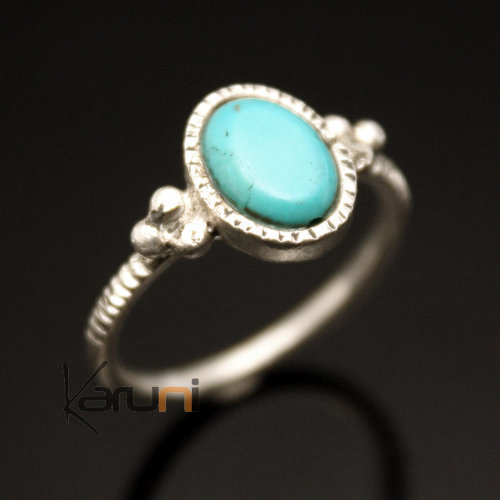 Bague en Argent et Turquoise 01 Ovale Fine