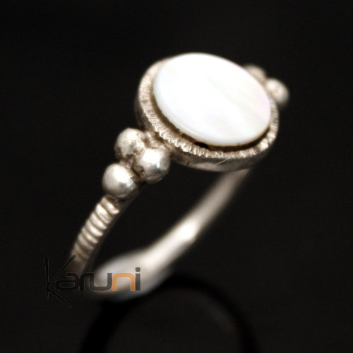 Bague en Argent et Nacre 02 Ronde Fine Claire