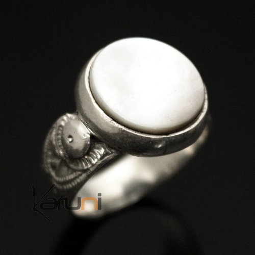 Bague en Argent et Nacre 05 Ronde