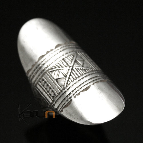 Bague en Argent Navette Gravée 20