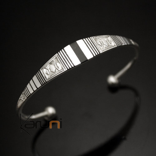 Bracelet en Argent Large Ebène Homme/Femme 01