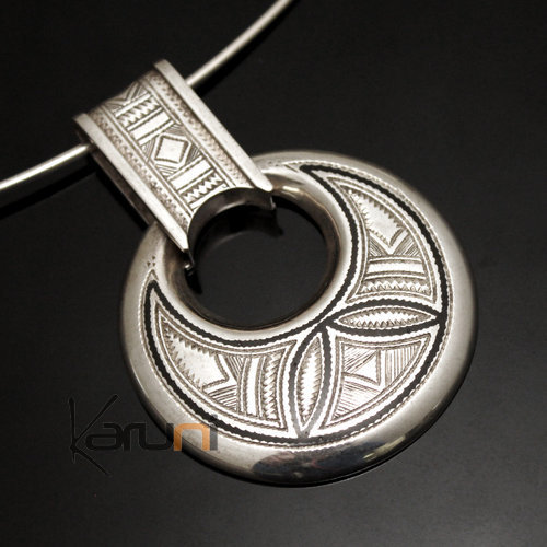 Collier Pendentif en Argent 12 Grand Rond Gravé