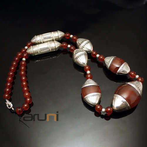 Collier Argent et perles Agate - KARUNI