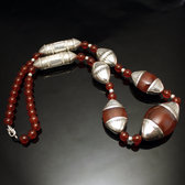 Bijoux Touareg Ethniques Collier Argent et perles d'Agate - KARUNI b