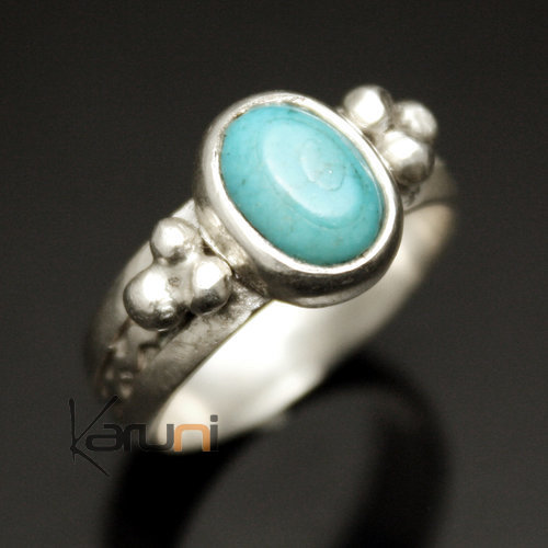 Bague en Argent et Turquoise 03 Ovale Fine