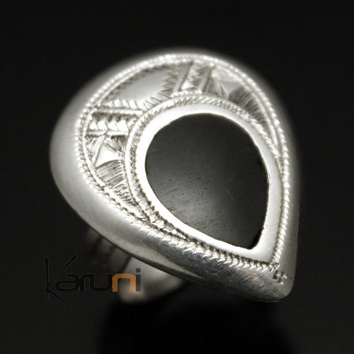 Bijoux Touareg Ethniques Bague en Argent 925 et bne 008 Ptale Grav