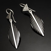 Bijoux Ethniques Touareg Boucles d'Oreilles en Argent et Ebne 55 Rayes