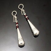 Bijoux Touareg Ethniques Boucles d'oreilles en Argent 84 Goutte Triangle Perles Rouges