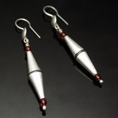 Bijoux Touareg Ethniques Boucles d'oreilles en Argent 03 Perle Losange Rouge