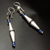 Bijoux Touareg Ethniques Boucles d'oreilles en Argent 03 Perle Losange Bleu